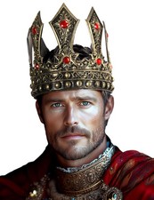 UQJE King Crown for Men Adjustable Medieval Royal One Size, Antique Gold