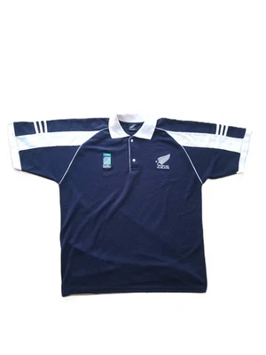 Polo Rugby Vintage Adidas All Blacks – Édition Bleu Marine – Taille L - Photo 1/4