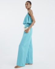 River Island Womens Blue Satin Jumpsuit Size 12