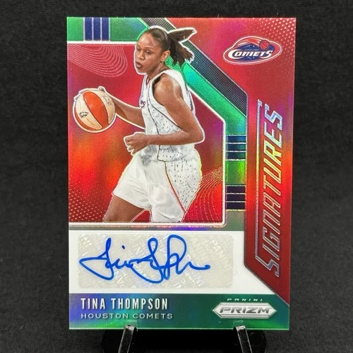 2020 Panini Prizm WNBA Signatures Green Prizm Tina Thompson Houston Comets HOF