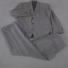 Tom James 2-Piece Suit Mens 46R Pants 38x31 Executive Collection Glen Check Wool