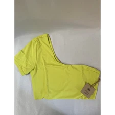 FP Toast Swim One Shoulder Swim Crop Top Daiquiri Green/Yellow SZ XL