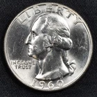 1960-P Washington Silver Quarter BU Uncirculated - Philadelphia Mint