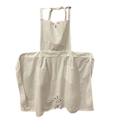 Vtg White Battenburg Lace Bib Apron Retro Romantic Victorian Kitchen Maid