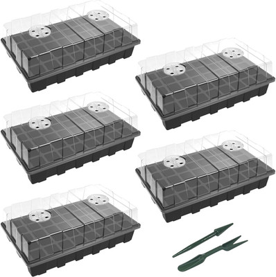 5-Set Seed Starter Tray Kits, Durable Plant Germination Trays with Humidity Vent