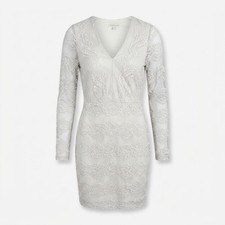 Charlotte Russe White Lace Long Sleeve Bodycon Dress Size S