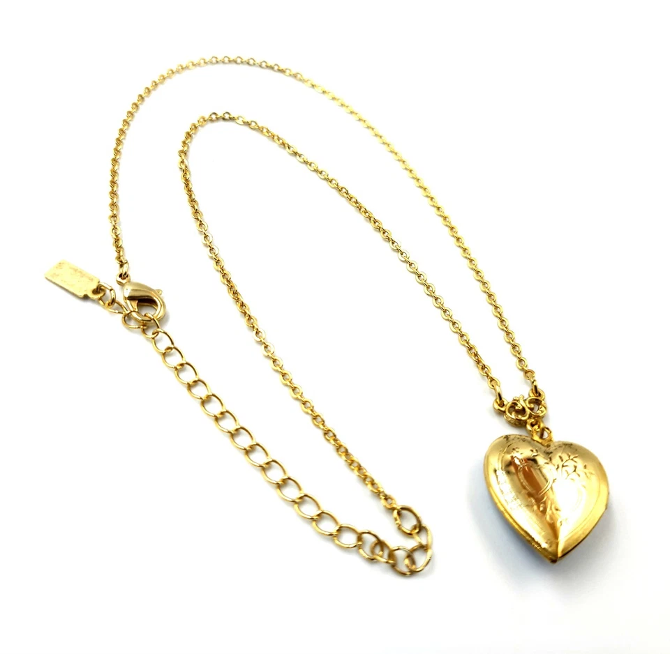 1928 Jewelry Blue Heart Enamel Picture Locket Pink Rose Pendant Necklace - Image 4 of 4