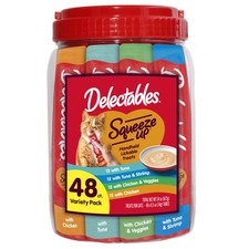 Squeeze Up Variety Pack, Creamy Squeezable Puree, Lickable Wet Cat Treats, Gr...