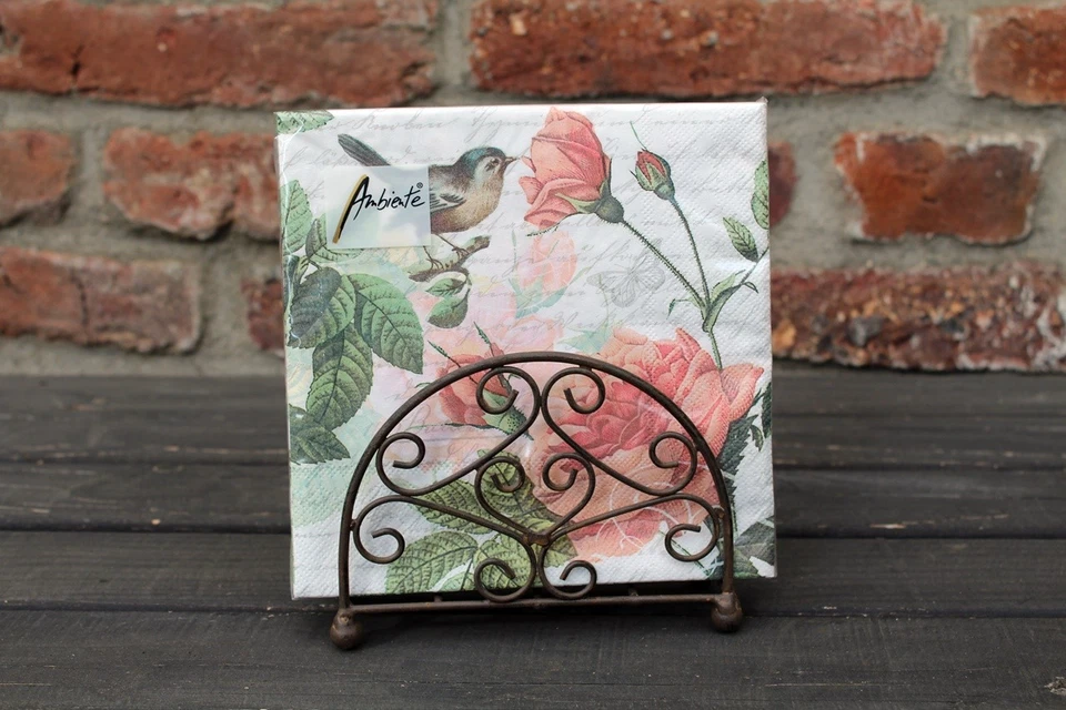 Porta tovaglioli rotondo marrone antico porta tovaglioli metallo decorazione ... - Immagine 2 di 3