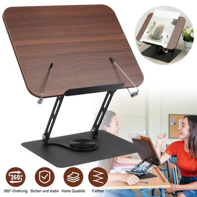Leseständer 360° drehbarer Buchhalter Buchständer Holz Verstellbarer elastischen