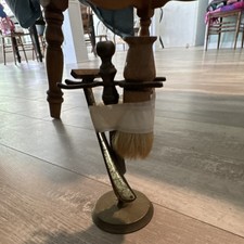 Vintage Brass Shaving Brush and Razor Stand with Brush