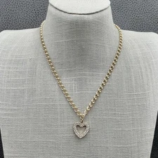 SUGARFIX by BaubleBar Heart Pendant Necklace Gold Tone Crystal Chain Women Pave