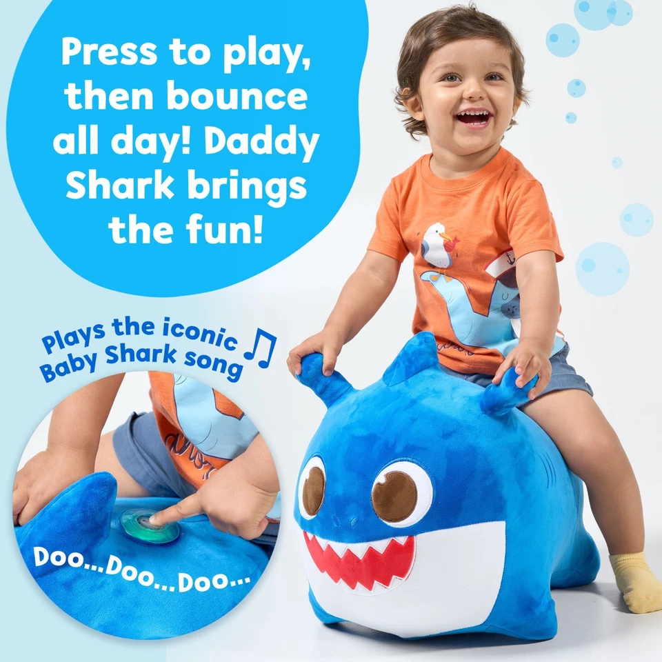 Pinkfong Baby Shark Daddy Bouncy Ride On Inflatable Hopper Plush Toy for Kids - Image 2 of 4