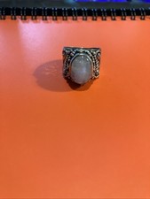 Handmade Oval Moonstone Ring: 925 Sterling Si...