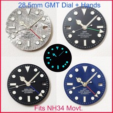 28.5mm Blue BGW9 Luminous Hands For NH34 NH35 GMT Dial Calendar Watch Mods