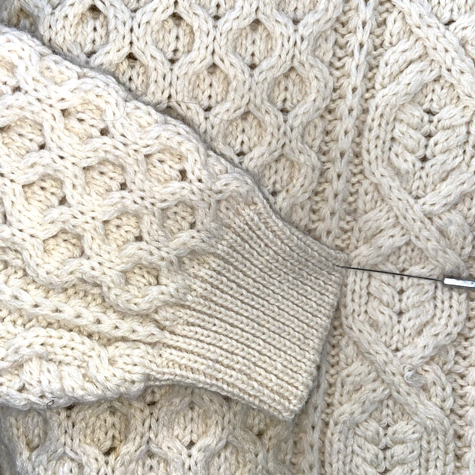 Bonner Ireland Wool Sweater Mens LARGE Cable Oarsman Fisherman Celtic Aran Cream - Image 4 of 4