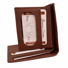 Men  s Genuine Leather Bifold Wallet RFID Blocking Slim Card Holder with ID Windo