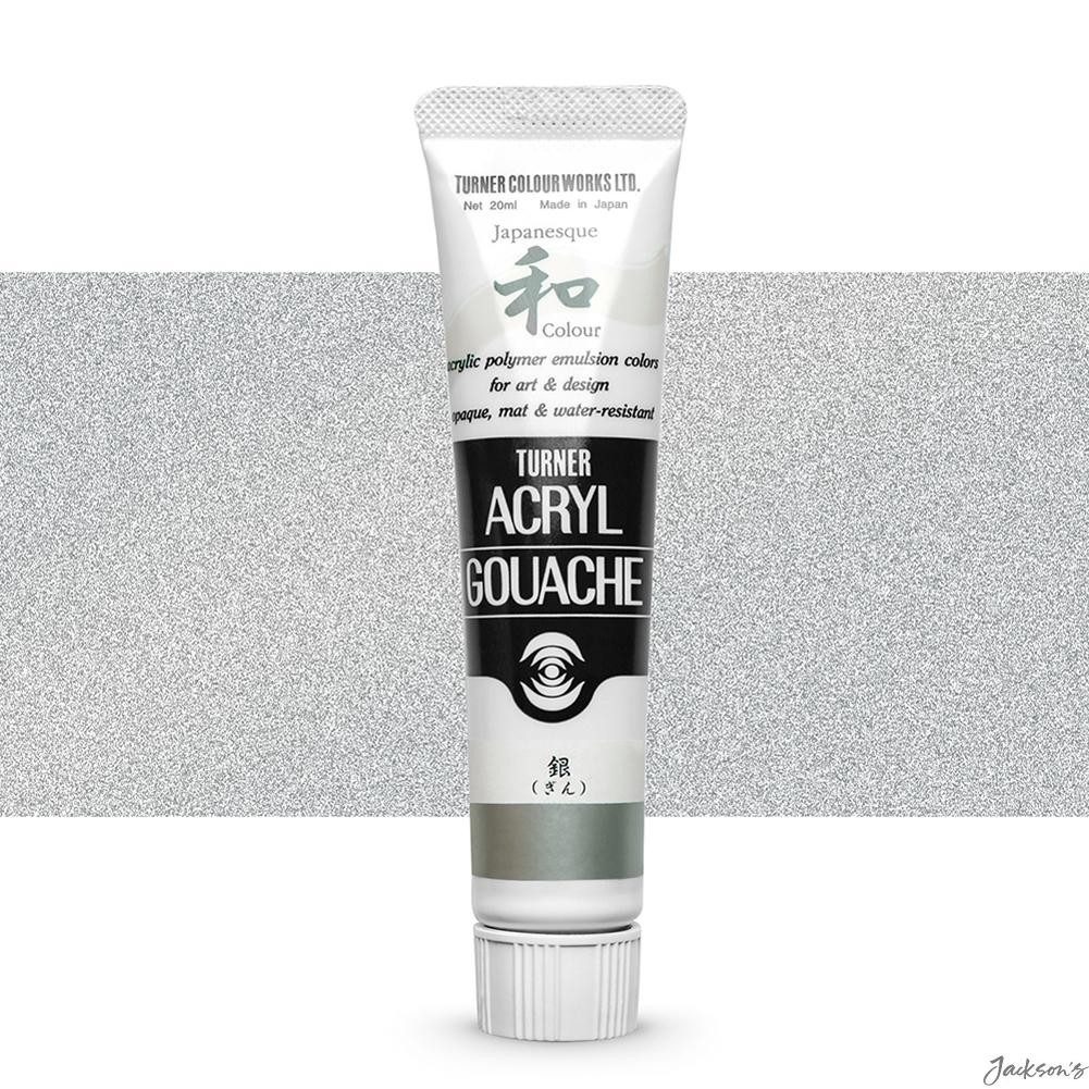 Turner Japanesque Acrylic Gouache Paint Titanium Mica 20ml Silver 380 Art