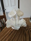 Fenton Milk Glass 3 Horn Diamond Lace Epergne Vase