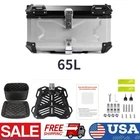 65L Silver Motorcycle Luggage Waterproof Tail Box Scooter Trunk Storage Top Case