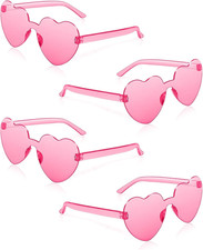 4 Pairs Heart Sunglasses for Women Bulk Transparent Pink Heart Shaped Sunglasses