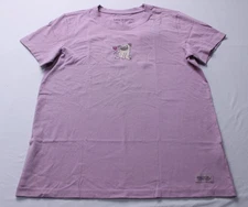Life Is Good Women's Pug W/ Wine Crusher T-Shirt AC2 Violet Purple Medium NWT 