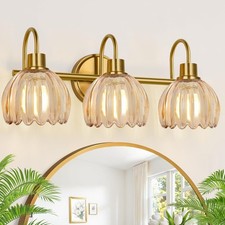 Bathroom Light Fixtures, 3-Light Brushed Gold Vanity Lights for Bathroom with...