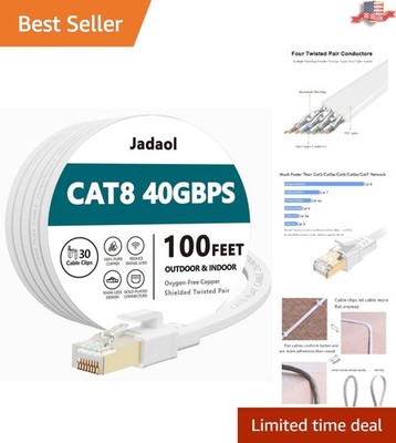 Robust 100ft Cat 8 Ethernet Cable - 40Gbps / 2000MHz   Waterproof & UV Resistant