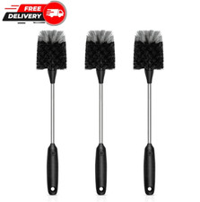 Water Bottle Brush Set 3 Pack Stainless Steel Handle Non Slip Grip Cleaners
