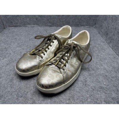 Cole Haan Grand OS Cheetah Print Sneakers Womens 11B Gold Metallic Shoes