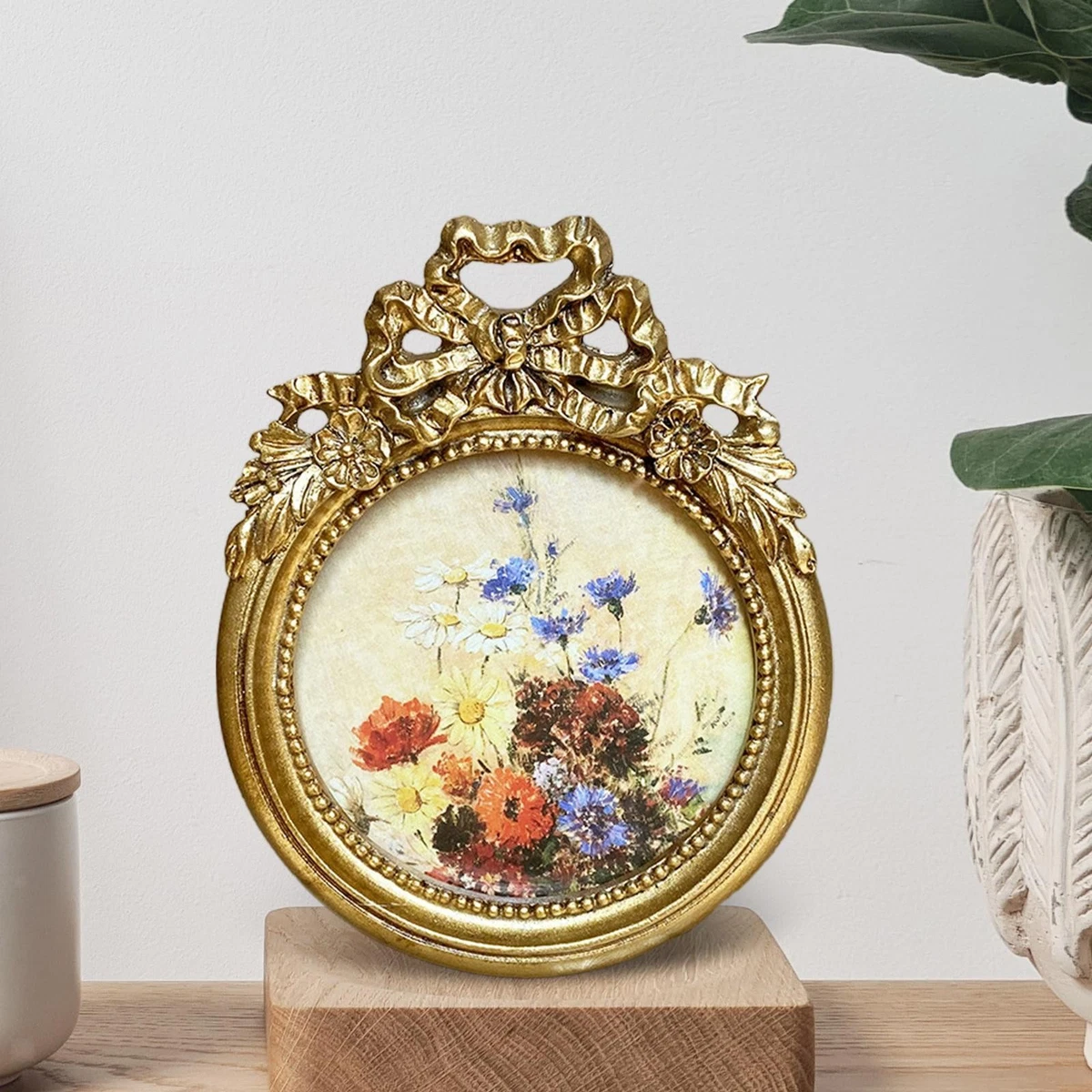 Petit Cadre Rond Médaillon En Porcelaine De Limoges Vintage - Décoration Ancienne - Occasion