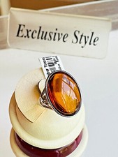 Genuine Baltic Amber Cherry Cognac Color Ring Size 7,5 Egg Yolk Butterscotch