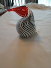 802 - Art Glass Bird Figurine Black/White/Red 5" tall — photo 4