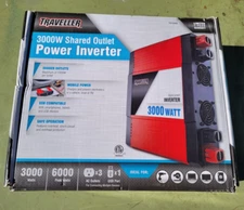 Traveller 3000W Modified Sine Shared Outlet Power Inverter 3 AC Outlets 1072569