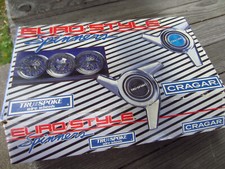 Vintage Pair Cragar Euro Style Spinner Caps Tru Spoke Wire Wheel Original Box