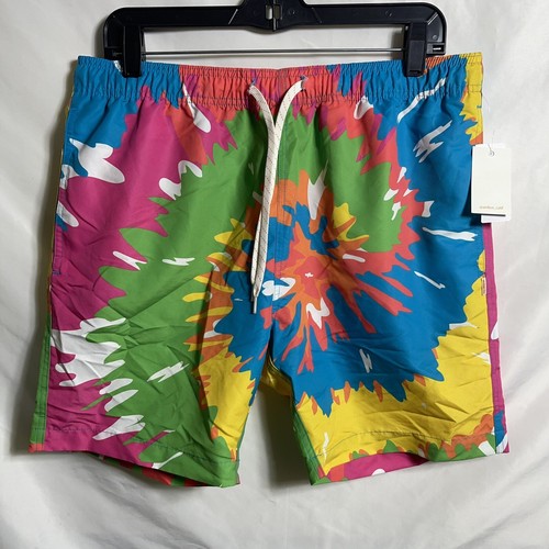 AMBSN Herren Badehose Shorts Größe Large mehrfarbig gebunden 3 Taschen Kordelzug Neu mit Etikett