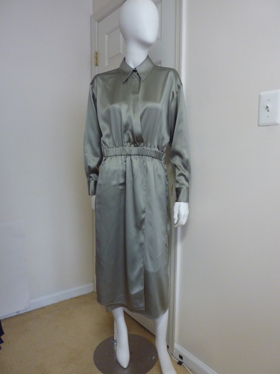 Brunello Cucinelli Silk Long Sleeve Midi Dress  Size:L   $4295    NWT