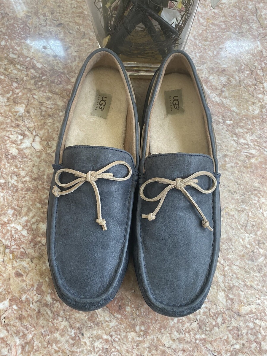 Ugg Men's Gray Leather Casual Driving Loafers 1008402 Size 16 EUC