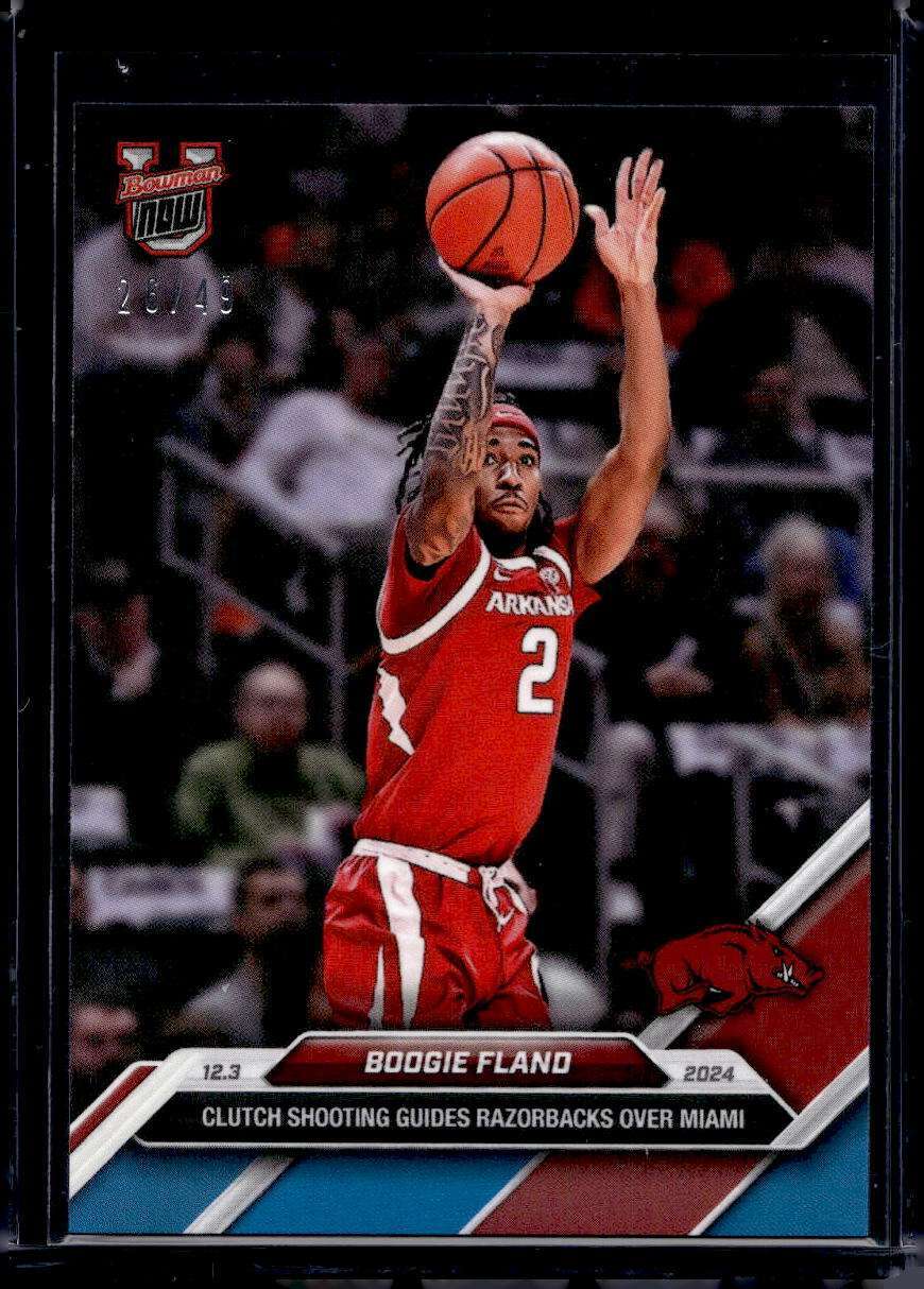2024-25 Bowman U Now Topps #23 Boogie Fland Blue Parallel Card #d 26/49