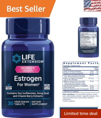 Hormone-Free Estrogen Relief for Women - Natural Hot Flash Support, 30 Tablets