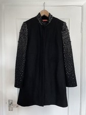 Alice + Olivia Coat - Black, Beaded, Embellished, Sequin, Wool - Size Small / 8