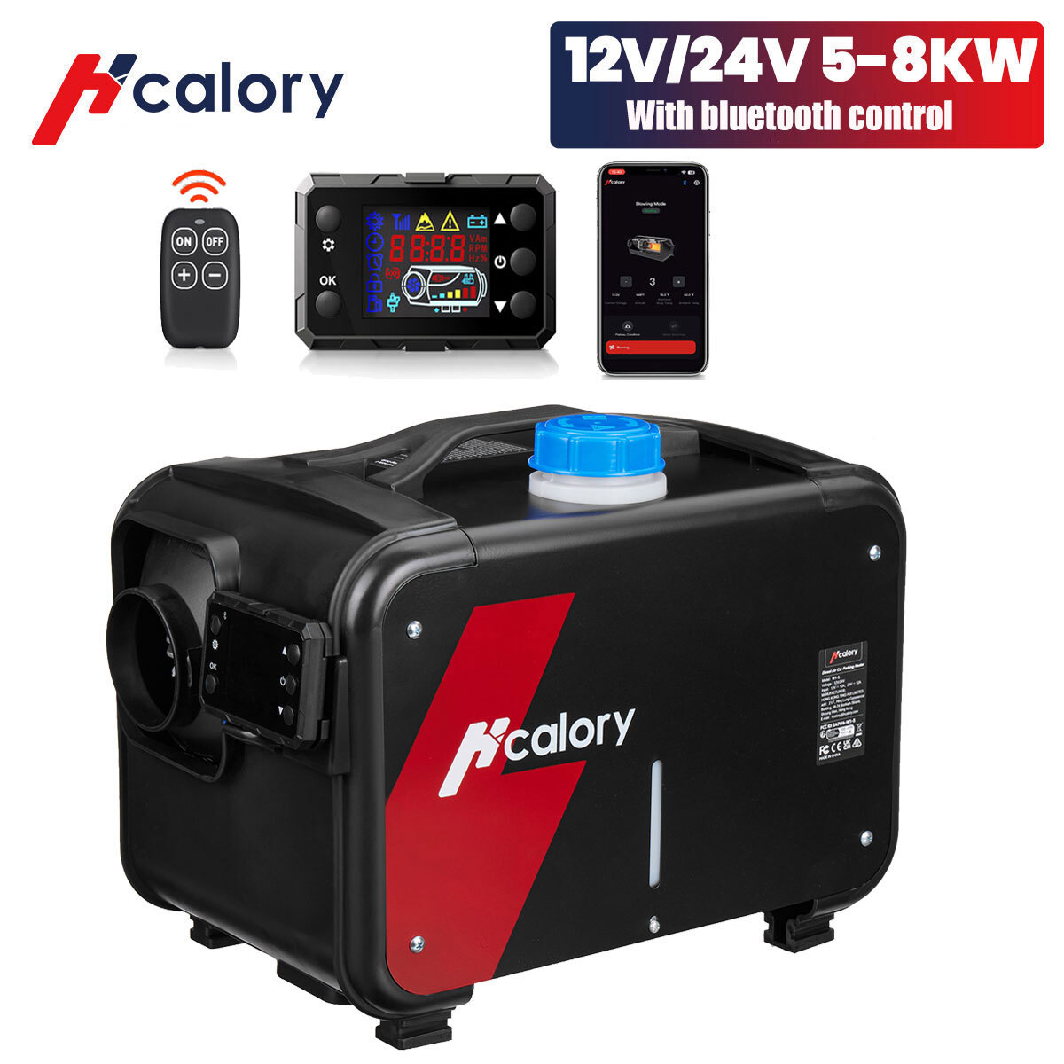 Hcalory 12V 24V 8KW Diesel Air Heater w/ bluetooth For Car RV Caravan Home