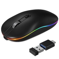 LED Wireless Mouse 2.4G Rechargeable Slim Silent Mouse with USB Type-C