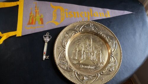 3  Vintage Disneyland items, plate, key and pennant! - Picture 1 of 10
