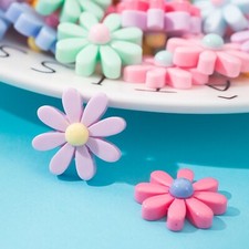 25 Mixed Color Flatback Resin Daisy Flower Cabochons 22mm Flatback Charms Craft