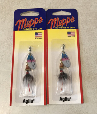 LOT OF 2 MEPPS AGLIA SPINNERS SIZE #1 RAINBOW TROUT DRESSED Panfish NEW 1/8oz