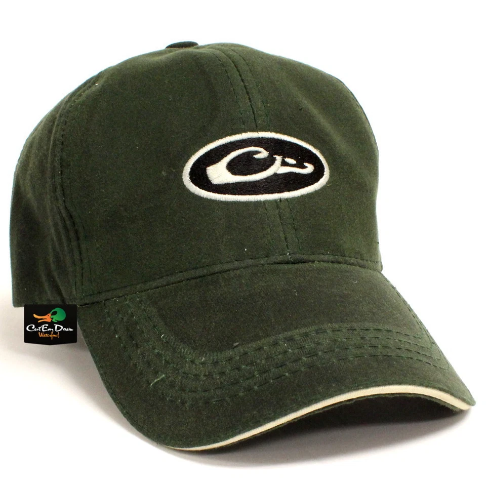 DRAKE WATERFOWL SYSTEMS WATERPROOF WAXED HAT BALL CAP OVAL LOGO OLIVE - Image 2 of 3