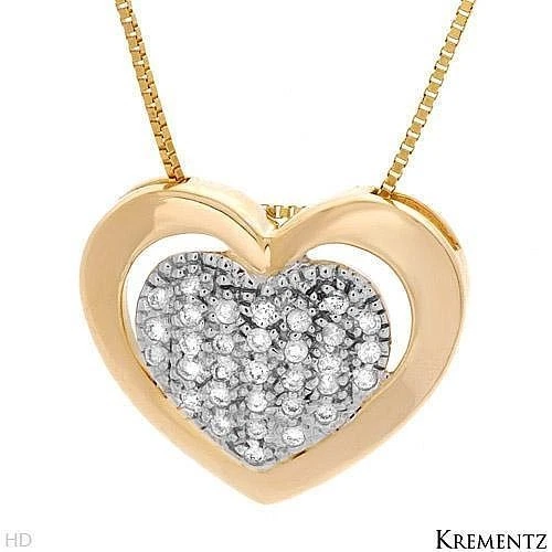Krementz Heart Necklace 14k Yellow Gold With Genuine 0.15ctw