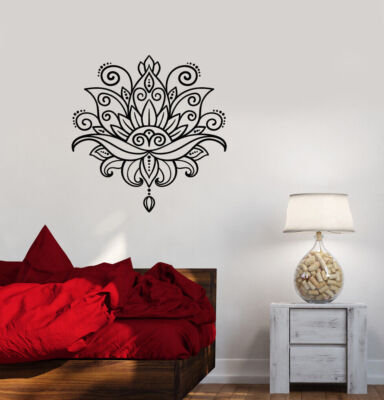 Vinyl Wall Decal Lotus Flower Ornament Yoga Room Decor Stickers (3892ig ...