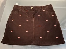 Vineyard Vines Women's Brown Corduroy Size 6 Embroidered Whale Skirt Preppy